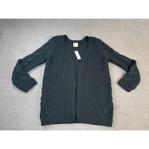 NWT Francesca's Cardigan Sweater Harper Heritage Knit Academia Black Size Large